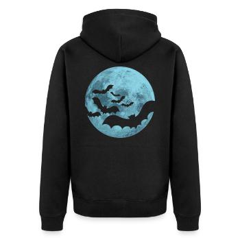 bats full moon - Unisex Premium Organic Zip Hoodie - black - Back - Nico (187cm)