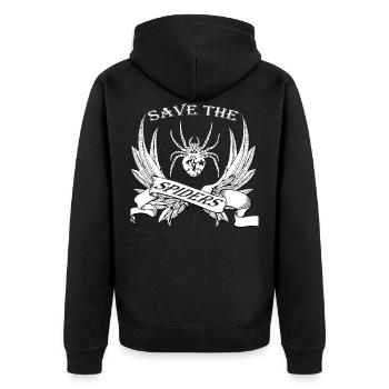 Spinne - Unisex Premium Bio Zip Hoodie - Schwarz - Hinten - Nico (187cm)