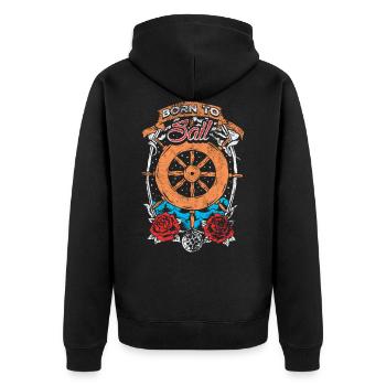 Seafaring Sailing Compass Sea Shipping Lake - Unisex Premium Organic Zip Hoodie - black - Back - Nico (187cm)