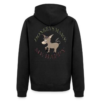Esel - Unisex Premium Bio Zip Hoodie - Schwarz - Hinten - Nico (187cm)