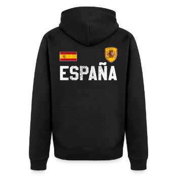 Trikot Spanien - Unisex Premium Bio Zip Hoodie - Schwarz - Hinten - Nico (187cm)
