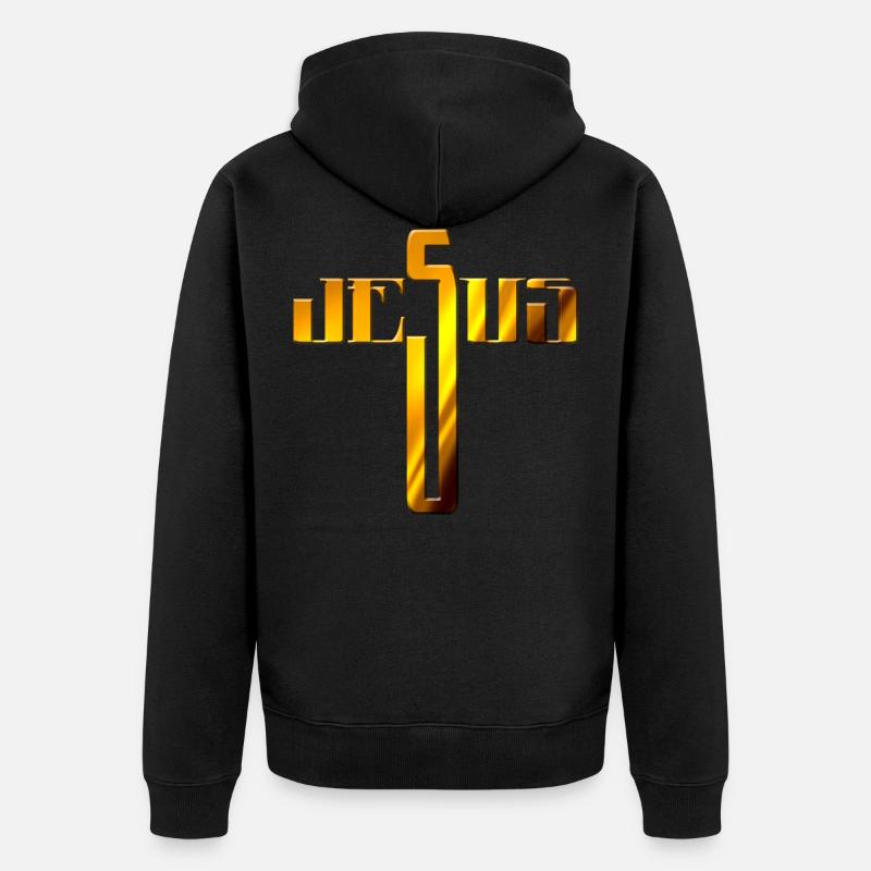 Jesus - Unisex Premium Bio Zip Hoodie - Schwarz