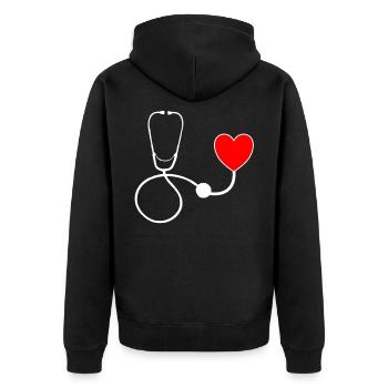Krankenschwester Job Ausbildung Medizin Pflege - Unisex Premium Bio Zip Hoodie - Schwarz - Hinten - Nico (187cm)
