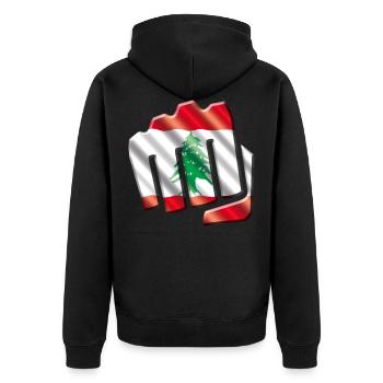 Libanon - Unisex Premium Bio Zip Hoodie - Schwarz - Hinten - Nico (187cm)