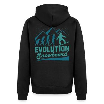 Evolution Snowboard | Wintersport Schnee Geschenk - Unisex Premium Bio Zip Hoodie - Schwarz - Hinten - Nico (187cm)