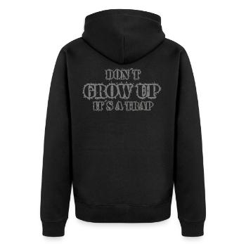 don't grow up its a - Unisex Premium Organic Zip Hoodie - black - Back - Nico (187cm)