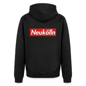 Neukölln | Fan motif | white - Unisex Premium Organic Zip Hoodie - black - Back - Nico (187cm)