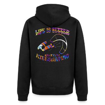 Kitesurfen - Unisex Premium Bio Zip Hoodie - Schwarz - Hinten - Nico (187cm)