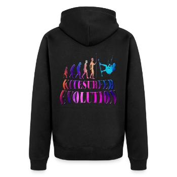 Kitesurfen - Unisex Premium Bio Zip Hoodie - Schwarz - Hinten - Nico (187cm)