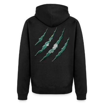 Macau - Unisex Premium Bio Zip Hoodie - Schwarz - Hinten - Nico (187cm)
