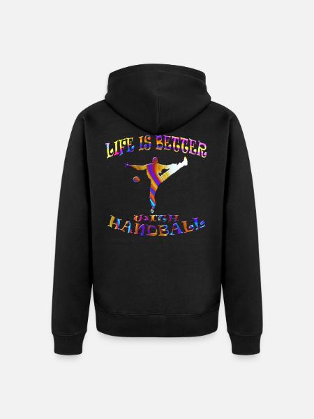 handball - Unisex Premium Organic Zip Hoodie - black