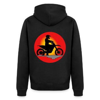 Motocross Enduro Motorrad Dirt Bike Biker Moto - Unisex Premium Bio Zip Hoodie - Schwarz - Hinten - Nico (187cm)