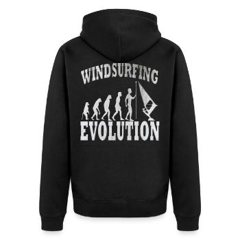 Windsurfen - Unisex Premium Bio Zip Hoodie - Schwarz - Hinten - Nico (187cm)