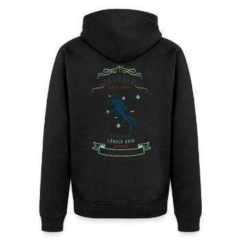 Taucher Shirt · Flossen Luft · Feucht Geschenk - Unisex Premium Bio Zip Hoodie - Schwarz - Hinten - Nico (187cm)