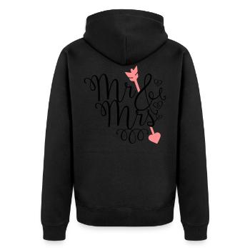 Heart Mr Mrs - Unisex Premium Organic Zip Hoodie - black - Back - Nico (187cm)