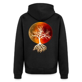 Baum des Lebens DNA mit Blutmond - Unisex Premium Bio Zip Hoodie - Schwarz - Hinten - Nico (187cm)