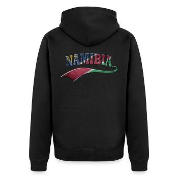 Namibia - Unisex Premium Bio Zip Hoodie - Schwarz - Hinten - Nico (187cm)
