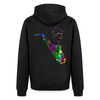 saxophone - Unisex Premium Organic Zip Hoodie - black - Back - Nico (187cm)