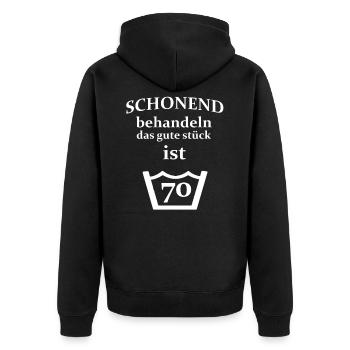 70. Geburtstag 70 - Unisex Premium Bio Zip Hoodie - Schwarz - Hinten - Nico (187cm)
