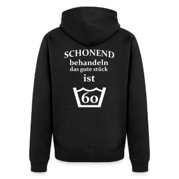 60. Geburtstag 60 - Unisex Premium Bio Zip Hoodie - Schwarz - Hinten - Nico (187cm)