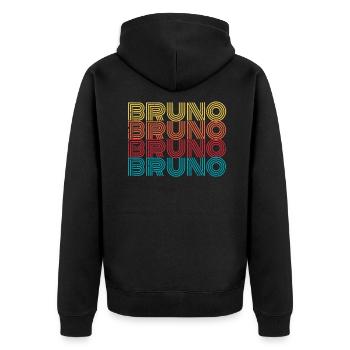 Bruno - Unisex Premium Bio Zip Hoodie - Schwarz - Hinten - Nico (187cm)