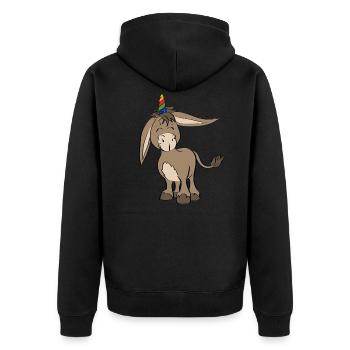 Idée cadeau unique d'âne de licorne / corne d'âne - Veste à capuche bio Premium Unisexe - noir - Dos - Nico (187cm)