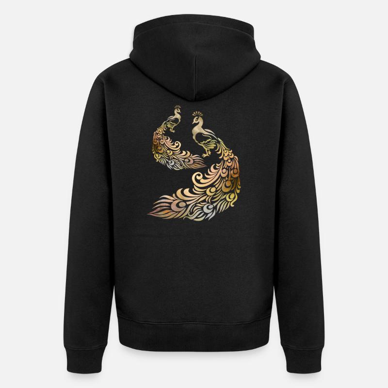 paon aquarelle - Veste à capuche bio Premium Unisexe - noir