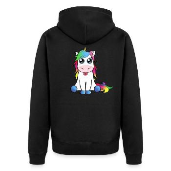 Rainbow unicorn gift idea sticks out tongue - Unisex Premium Organic Zip Hoodie - black - Back - Nico (187cm)
