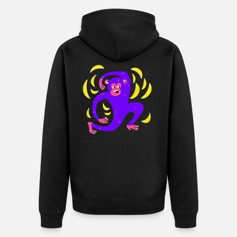 A monkey and its bananas - Unisex Premium Organic Zip Hoodie - black