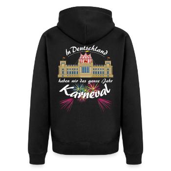 Karneval im Bundestag Zirkus Politik in Berlin - Unisex Premium Bio Zip Hoodie - Schwarz - Hinten - Nico (187cm)