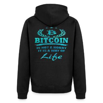 Bitcoin - Unisex Premium Organic Zip Hoodie - black - Back - Nico (187cm)