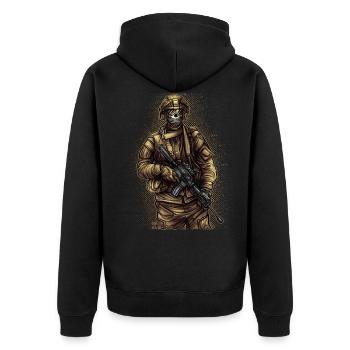 Soldat | Guerre arme défense attaque armée - Veste à capuche bio Premium Unisexe - noir - Dos - Nico (187cm)