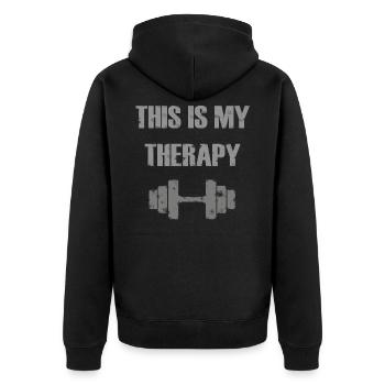 Strength training, fitness, sport therapy, muscle - Unisex Premium Organic Zip Hoodie - black - Back - Nico (187cm)