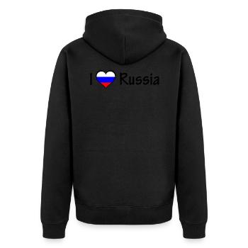 I love Russia - Unisex Premium Bio Zip Hoodie - Schwarz - Hinten - Nico (187cm)