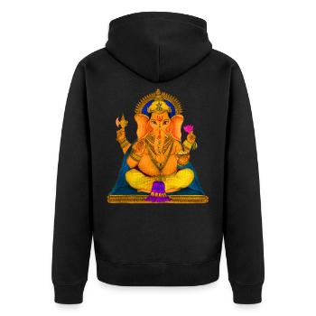 Ganesha - Unisex Premium Bio Zip Hoodie - Schwarz - Hinten - Nico (187cm)