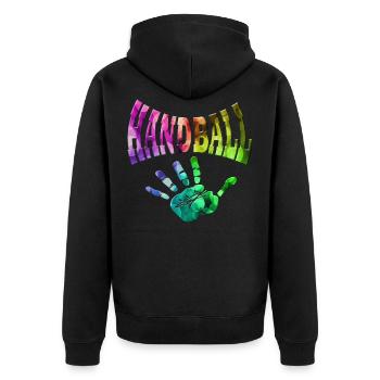 handball - Unisex Premium Organic Zip Hoodie - black - Back - Nico (187cm)