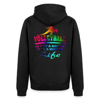 Volleyball - Unisex Premium Bio Zip Hoodie - Schwarz - Hinten - Nico (187cm)