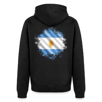Argentinien - Unisex Premium Bio Zip Hoodie - Schwarz - Hinten - Nico (187cm)