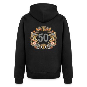 50, birthday, round birthday, anniversary - Unisex Premium Organic Zip Hoodie - black - Back - Nico (187cm)