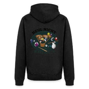 Billard Shirt · Kugeln · Heulen Geschenk - Unisex Premium Bio Zip Hoodie - Schwarz - Hinten - Nico (187cm)