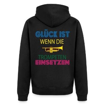 Trompeter Shirt · Musik · Glück Geschenk - Unisex Premium Bio Zip Hoodie - Schwarz - Hinten - Nico (187cm)