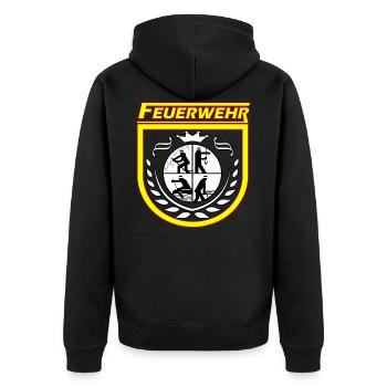 fire Department - Unisex Premium Organic Zip Hoodie - black - Back - Nico (187cm)