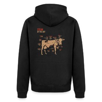 Steak Champ Winter BBQ Pitmaster - Unisex Premium Bio Zip Hoodie - Schwarz - Hinten - Nico (187cm)