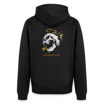 Je t'aime à mort gothique métal - Veste à capuche bio Premium Unisexe - noir - Dos - Nico (187cm)