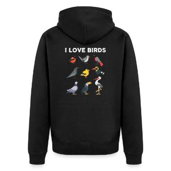 I Love Birds Ornithologist - Unisex Premium Organic Zip Hoodie - black - Back - Nico (187cm)