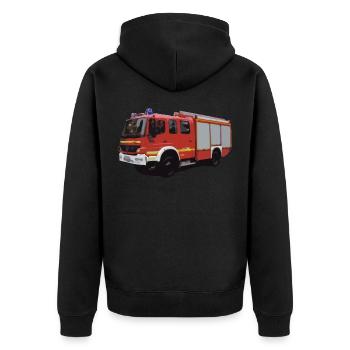 Fire department, fire engine, gift - Unisex Premium Organic Zip Hoodie - black - Back - Nico (187cm)
