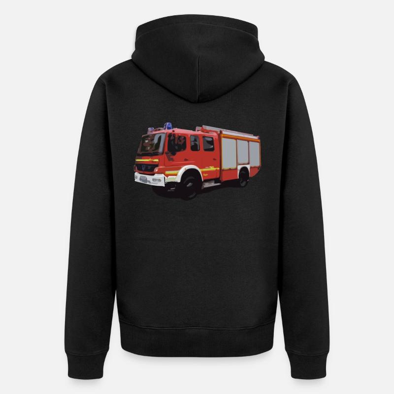 Fire department, fire engine, gift - Unisex Premium Organic Zip Hoodie - black