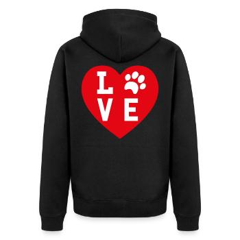 Love chien patte coeur Love Dog Paw Heart - Veste à capuche bio Premium Unisexe - noir - Dos - Nico (187cm)