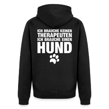 Ich brauche keinen Therapeuten ich brauche einen H - Unisex Premium Bio Zip Hoodie - Schwarz - Hinten - Nico (187cm)