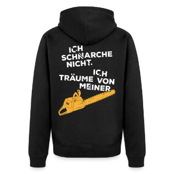 Motorsäge Schnarchen Holzfäller lustiges Geschenk - Unisex Premium Bio Zip Hoodie - Schwarz - Hinten - Nico (187cm)